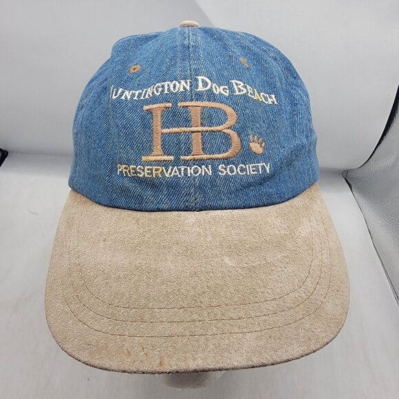 Huntington Dog Beach Preservation Society Headmaster Blue Denim Baseball Hat Cap - Picture 1 of 9